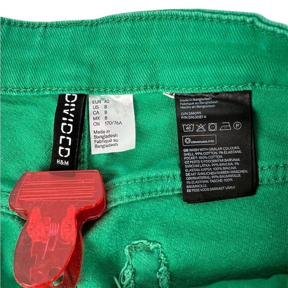 H&M Divided Kelly Green Wide Leg High Waisted Jeans Size 8 - Picture 6 of 6